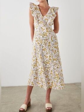 Rails Floral Midi Dress in White with Yellow & Lavender Print